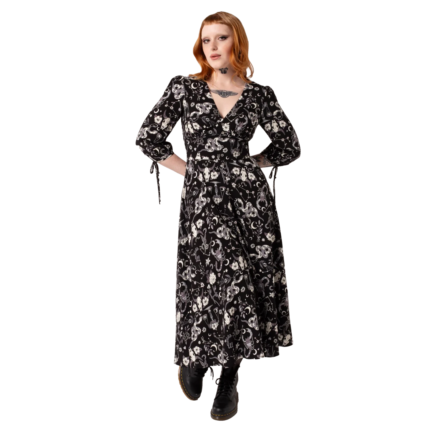 HELL BUNNY Star Sign Midi Dress - Black
