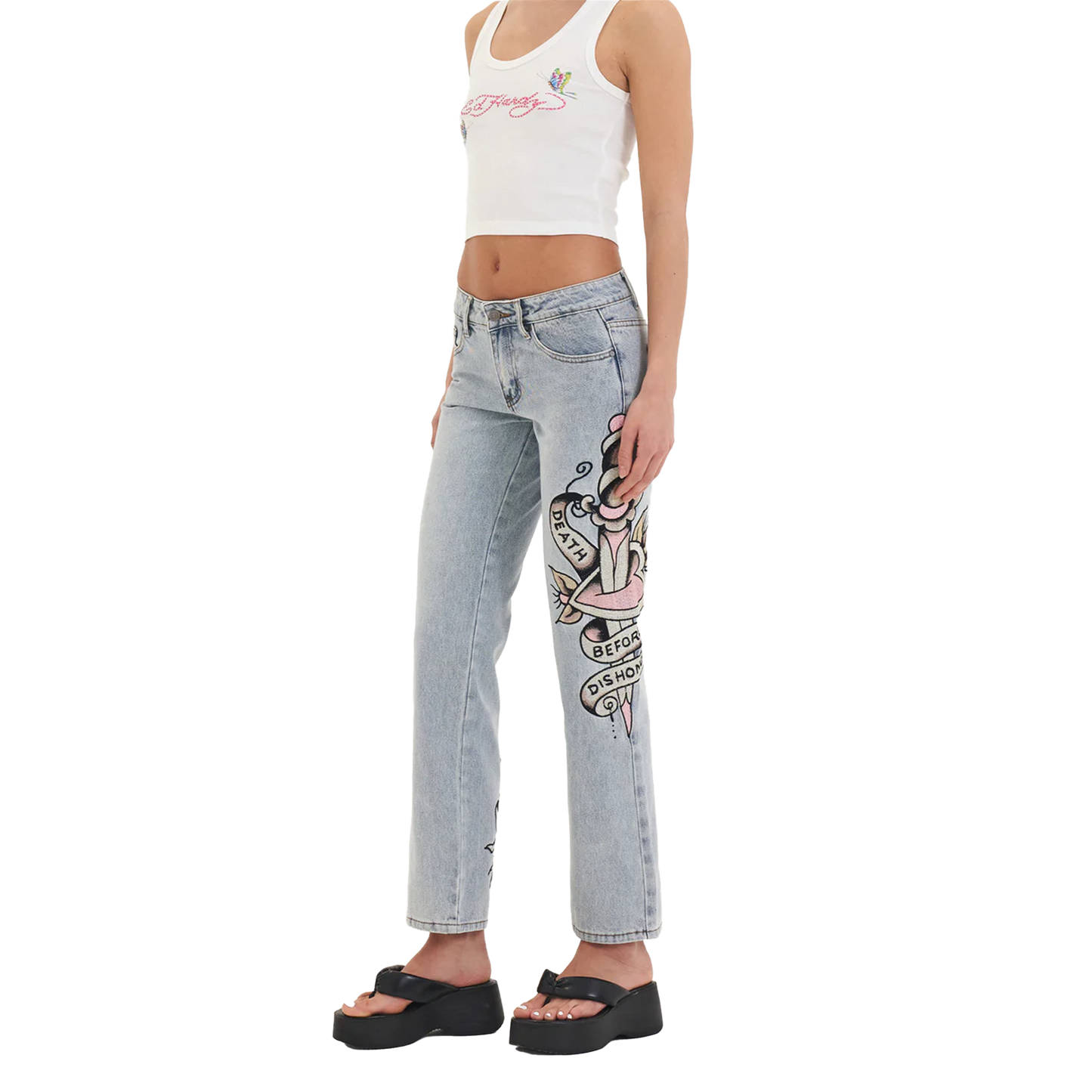 ED HARDY  Straight Denim Jeans Death & Dishonor